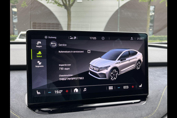 Škoda ENYAQ Coupé iV 80 RS SOH 89% |ELEK. ACHTERKLEP| PANO| ELEK. STOEL MET MEMORY| NET ONDERHOUD GEHAD RIJKLAAR| RS KUIPSTOELEN| DODE HOEK SENSOR| CAMERA| STOEL + STUURVERWARMING|
