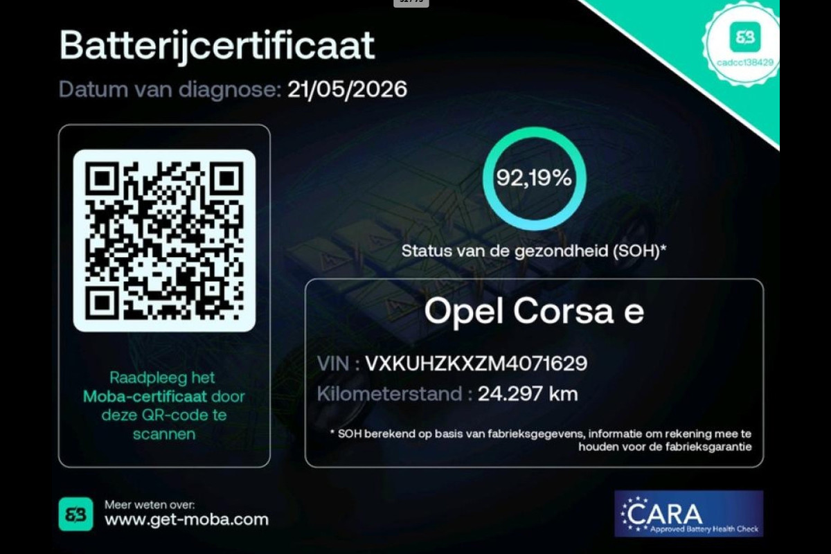 Opel CORSA-E Elegance 50 kWh 11kW 3FASE 92% SOH CAMERA CARPLAY PDC