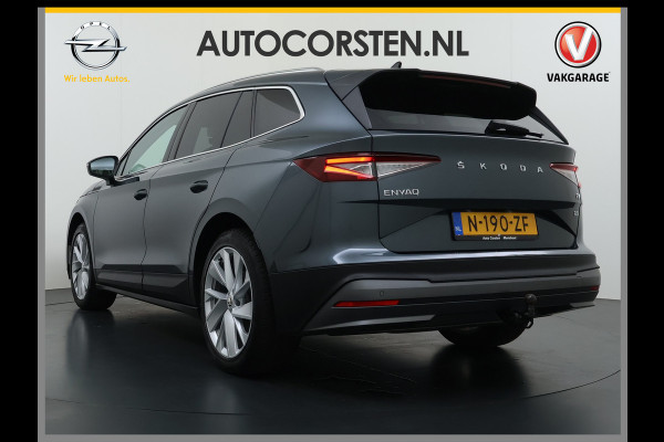 Škoda ENYAQ iV 80 Trekhaak SOH 95% Warmtepomp Adap.Cruise 3-Zone Ecc 360°Camera Stuur+Stoelverwarming Navi Ecc Pdc Draadloze telefoonlader Keyless Privacy Glas Lmv Led Apple Carplay Android Auto DAB P-Assist Dodehoek detectie File Asist 1.000KG Trekgewicht Origineel Nederlandse Auto