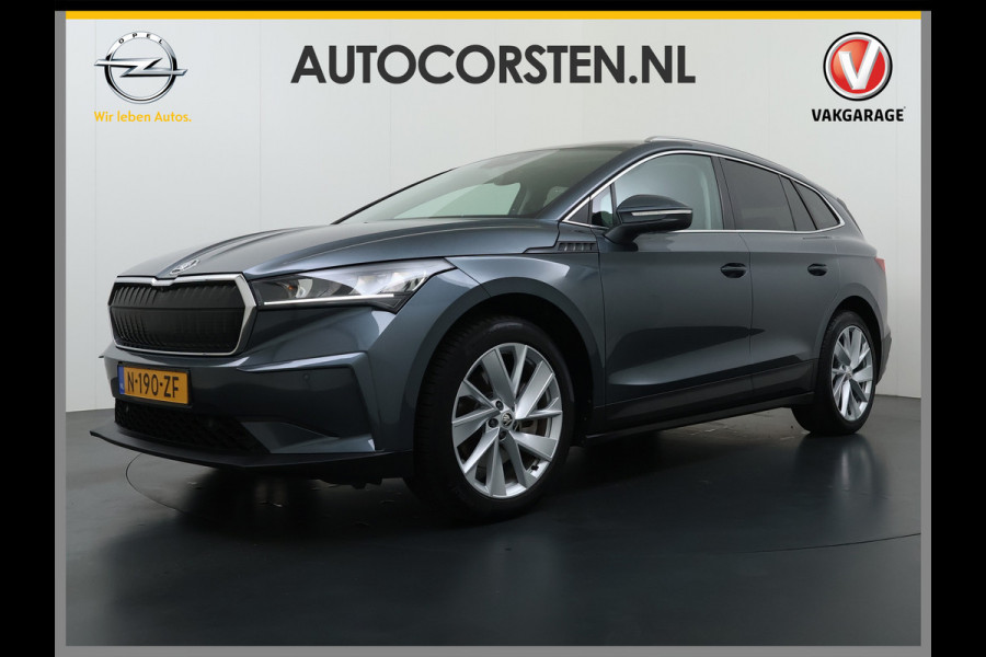 Škoda ENYAQ iV 80 Trekhaak SOH 95% Warmtepomp Adap.Cruise 3-Zone Ecc 360°Camera Stuur+Stoelverwarming Navi Ecc Pdc Draadloze telefoonlader Keyless Privacy Glas Lmv Led Apple Carplay Android Auto DAB P-Assist Dodehoek detectie File Asist 1.000KG Trekgewicht Origineel Nederlandse Auto