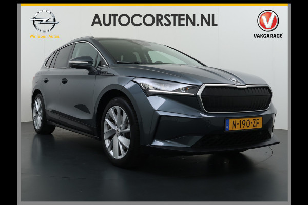 Škoda ENYAQ iV 80 Trekhaak SOH 95% Warmtepomp Adap.Cruise 3-Zone Ecc 360°Camera Stuur+Stoelverwarming Navi Ecc Pdc Draadloze telefoonlader Keyless Privacy Glas Lmv Led Apple Carplay Android Auto DAB P-Assist Dodehoek detectie File Asist 1.000KG Trekgewicht Origineel Nederlandse Auto