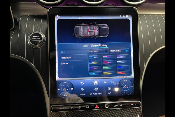 Mercedes-Benz C-Klasse Estate 300 e Star Edition AMG Line 18"/Panoramadak/Trekhaak/Stuur + stoelverwarming/Adaptieve cruise/Dodehoek/Sfeerverlichting premium/Elektrische klep/Apple Carplay & Android Auto