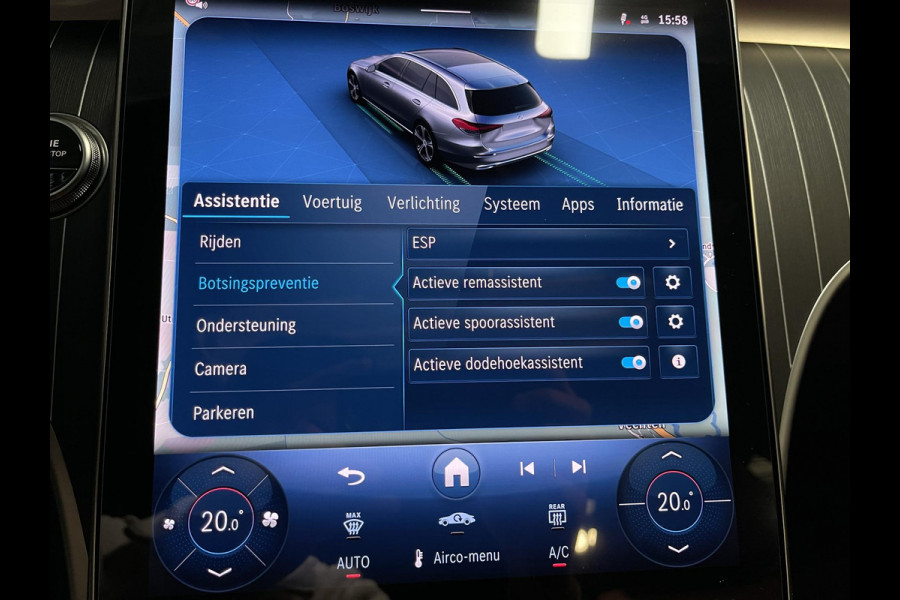 Mercedes-Benz C-Klasse Estate 300 e Star Edition AMG Line 18"/Panoramadak/Trekhaak/Stuur + stoelverwarming/Adaptieve cruise/Dodehoek/Sfeerverlichting premium/Elektrische klep/Apple Carplay & Android Auto
