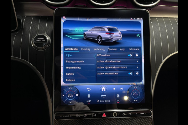 Mercedes-Benz C-Klasse Estate 300 e Star Edition AMG Line 18"/Panoramadak/Trekhaak/Stuur + stoelverwarming/Adaptieve cruise/Dodehoek/Sfeerverlichting premium/Elektrische klep/Apple Carplay & Android Auto