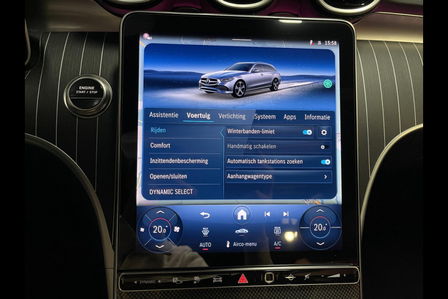Mercedes-Benz C-Klasse Estate 300 e Star Edition AMG Line 18"/Panoramadak/Trekhaak/Stuur + stoelverwarming/Adaptieve cruise/Dodehoek/Sfeerverlichting premium/Elektrische klep/Apple Carplay & Android Auto