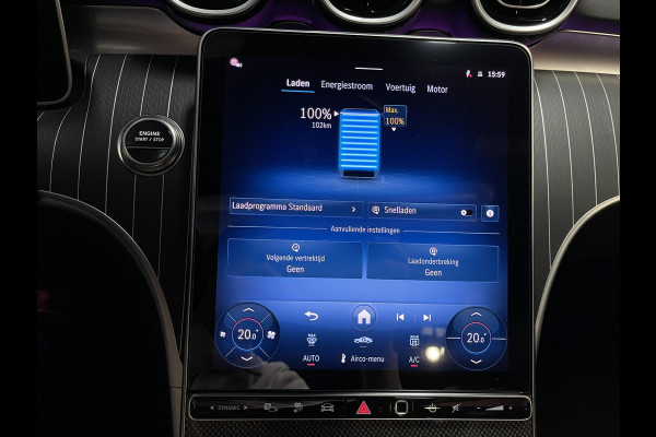 Mercedes-Benz C-Klasse Estate 300 e Star Edition AMG Line 18"/Panoramadak/Trekhaak/Stuur + stoelverwarming/Adaptieve cruise/Dodehoek/Sfeerverlichting premium/Elektrische klep/Apple Carplay & Android Auto