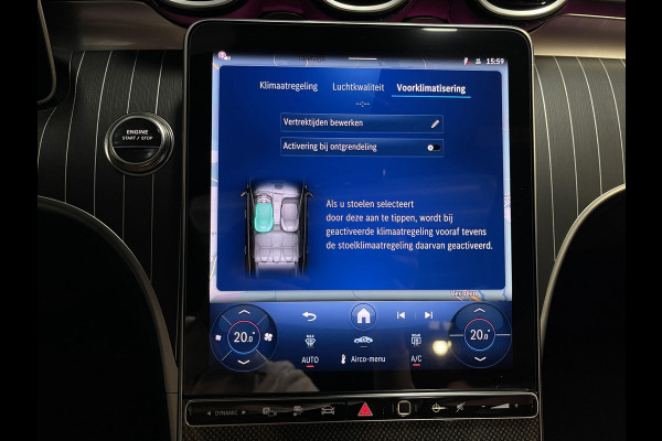 Mercedes-Benz C-Klasse Estate 300 e Star Edition AMG Line 18"/Panoramadak/Trekhaak/Stuur + stoelverwarming/Adaptieve cruise/Dodehoek/Sfeerverlichting premium/Elektrische klep/Apple Carplay & Android Auto