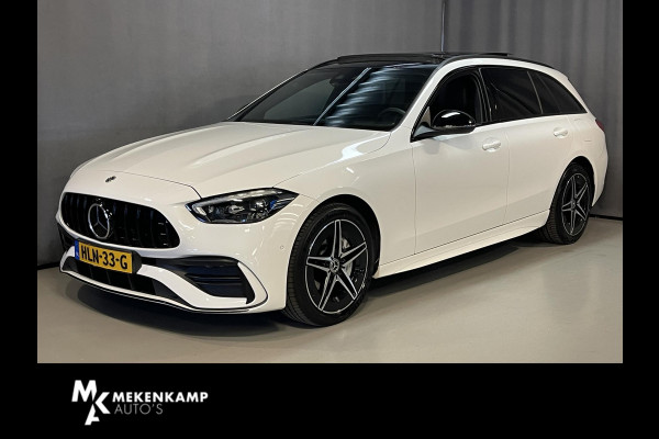 Mercedes-Benz C-Klasse Estate 300 e AMG Line C63 Diffuser/18"/Panoramadak/Laser LED/Trekhaak/Stoelverwarming + memory l + r/Adaptieve cruise/Sfeerverlichting premium/Elektrische klep/Apple Carplay & Android Auto