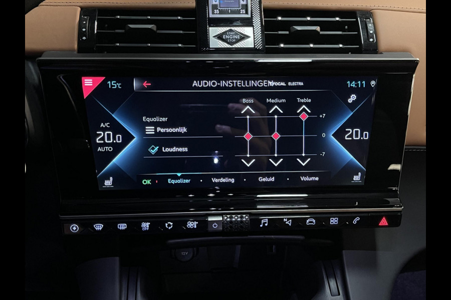DS 7 Crossback E-Tense 4x4 Grand Chic 20"/Trekhaak/Panoramadak/Leder Opera/Night VISION/Stoelverwarming/Stoelventilatie/Voorruitverwarming/LED Vision/HiFi FOCAL/Adaptieve cruise