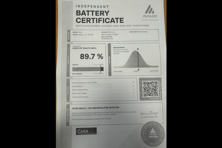 Tesla Model X 75D Base SOH 89.7%