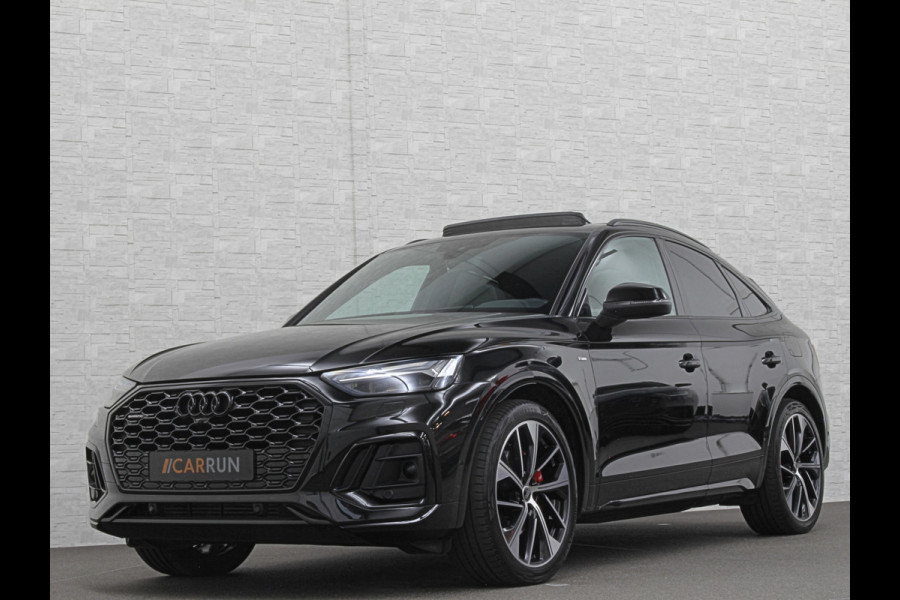 Audi Q5 Sportback 300pk TFSI e S-Line Competition | RS-Leder | Luchtvering | 360 Camera | Panorama | B&O | ACC | SQ5 Diffuser | Sfeerverlichting | Trekhaak | Stoelverwarming V+A | LED-Matrix | Keyless-Entry | Memory | Zonwering | Standkachel | Stuurverwarming | 21 inch | Black-Optic | Carplay |