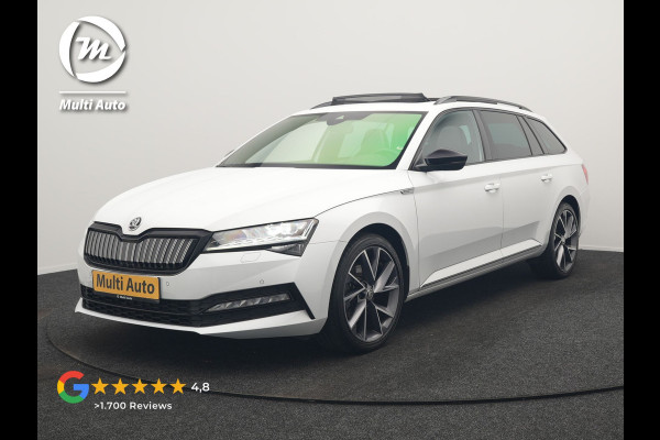 Škoda Superb Combi 1.4 TSI iV Sportline Business PHEV 218pk Dealer O.H. | Panodak | Adaptive Cruise | Camera | Canton Audio | Alcantara Sportstoelen Memory & Verwarmd | Sfeerverlichting | Keyless | Crystal LED | Apple Carplay | Stuur Verwarmd | Plug In Hybrid |