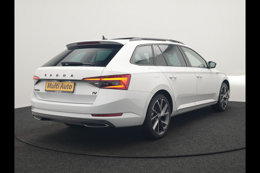 Škoda Superb Combi 1.4 TSI iV Sportline Business PHEV 218pk Dealer O.H. | Panodak | Adaptive Cruise | Camera | Canton Audio | Alcantara Sportstoelen Memory & Verwarmd | Sfeerverlichting | Keyless | Crystal LED | Apple Carplay | Stuur Verwarmd | Plug In Hybrid |