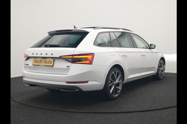 Škoda Superb Combi 1.4 TSI iV Sportline Business PHEV 218pk Dealer O.H. | Panodak | Adaptive Cruise | Camera | Canton Audio | Alcantara Sportstoelen Memory & Verwarmd | Sfeerverlichting | Keyless | Crystal LED | Apple Carplay | Stuur Verwarmd | Plug In Hybrid |