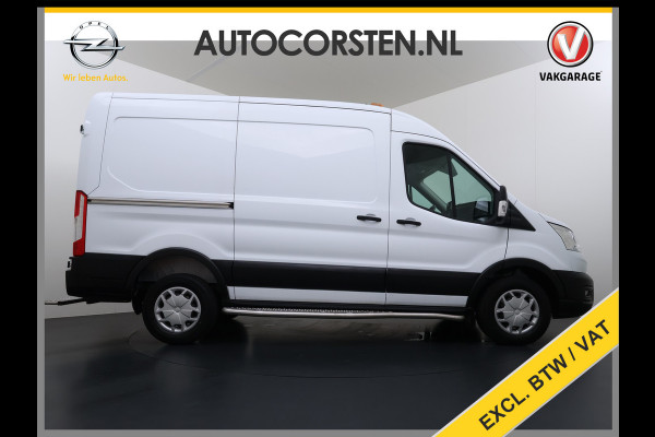 Ford Transit 350 2.0TDCI 170PK Automaat L2H2 3-Persoons Trekhaak Euro 6 Navi Camera Cruise Control DAB Bluetooth Pdc Sidebars Betonplex Vloer Wandbetimmering 3.500KG Trekgewicht 1e Eigenaar Origineel Nederlandse Auto