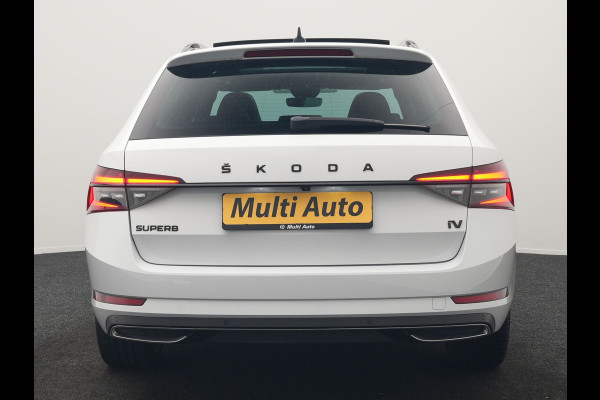 Škoda Superb Combi 1.4 TSI iV Sportline Business PHEV 218pk Dealer O.H. | Panodak | Adaptive Cruise | Camera | Canton Audio | Alcantara Sportstoelen Memory & Verwarmd | Sfeerverlichting | Keyless | Crystal LED | Apple Carplay | Stuur Verwarmd | Plug In Hybrid |