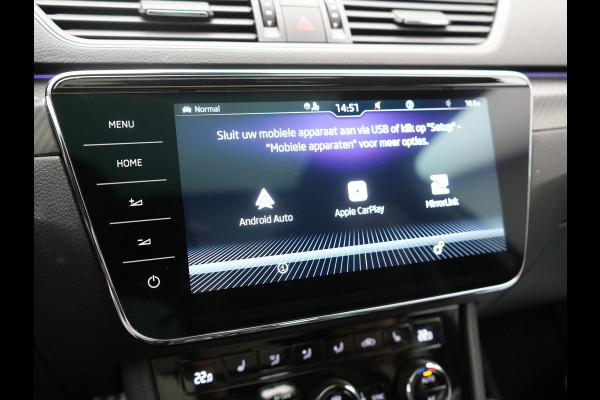 Škoda Superb Combi 1.4 TSI iV Sportline Business PHEV 218pk Dealer O.H. | Panodak | Adaptive Cruise | Camera | Canton Audio | Alcantara Sportstoelen Memory & Verwarmd | Sfeerverlichting | Keyless | Crystal LED | Apple Carplay | Stuur Verwarmd | Plug In Hybrid |