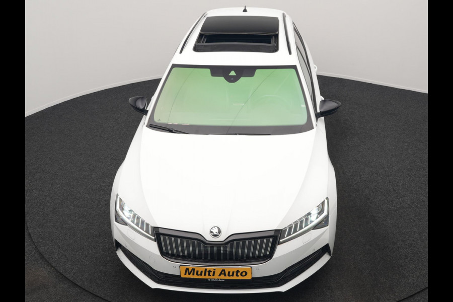 Škoda Superb Combi 1.4 TSI iV Sportline Business PHEV 218pk Dealer O.H. | Panodak | Adaptive Cruise | Camera | Canton Audio | Alcantara Sportstoelen Memory & Verwarmd | Sfeerverlichting | Keyless | Crystal LED | Apple Carplay | Stuur Verwarmd | Plug In Hybrid |