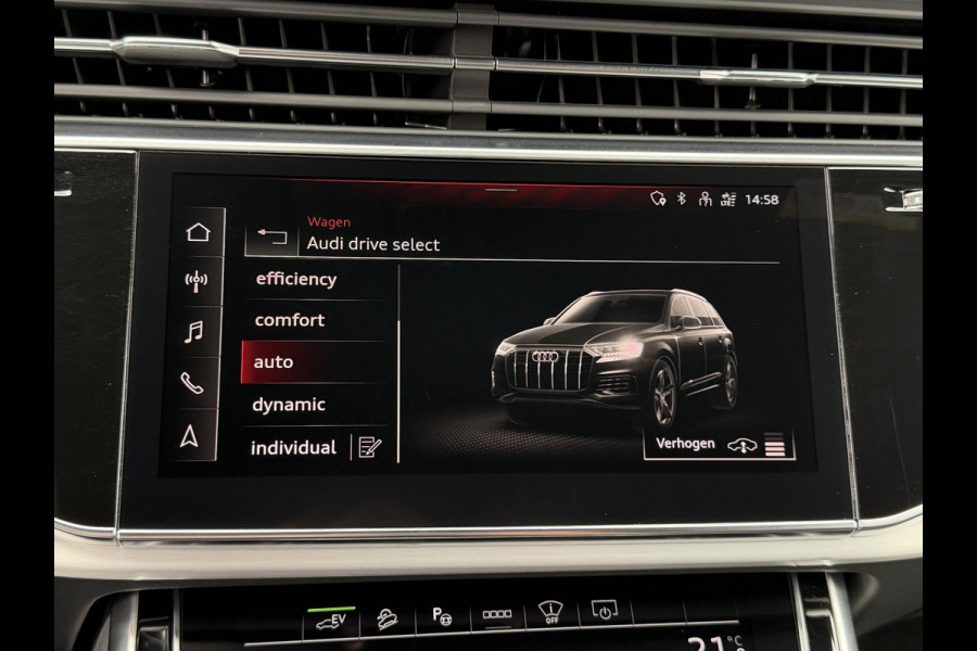 Audi Q7 55 TFSI e quattro Pro Line S 21"/Trekhaak/B&O/Laser LED/Stoelverwarming v+a/Adaptieve cruise/Dodehoek/Keyless/Head-up/Memory