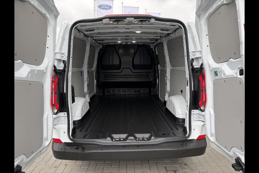 Ford E-Transit Cust. 340 L2H1 Trend 71 kWh ZUID 136pk | Bekleding zijwand en achterdeuren (volledig) | Laadvloer bescherming | 8-weg verstelbare en verwarmbare bestuurdersstoel met armsteun (i.c.m. bijrijdersbank) | Trekhaakvoorbereiding | Allweather banden | AGM accu | Laadkabel 10 | LED laadruimteverlichting (5 spots) | Vehicle Integration System