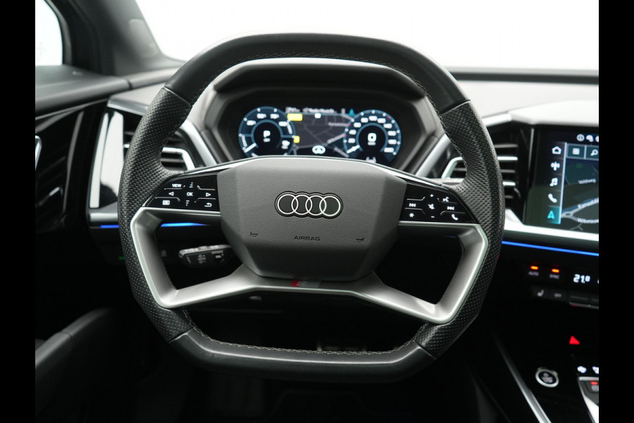 Audi Q4 e-tron 45 S Line 82 kWh 286pk Dealer O.H. | Trekhaak Af Fabriek | Panodak | Adaptive Cruise | Warmtepomp | Camera | Sonos Audio | Sportstoelen Verwarmd | Keyless | Blis | Apple Carplay | Navigatie | DAB |