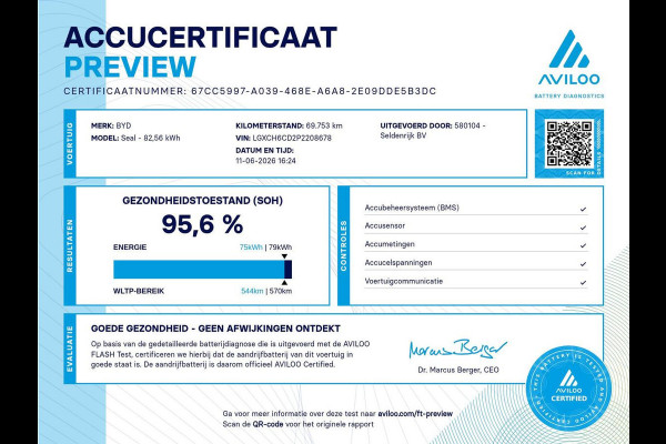 BYD Seal Design RWD 82.5 kWh | SOH 95,6% | Panoramadak | Stoelventilatie | 360 Camera | Leder | Dynaudio | Adaptive cruise | Sfeerverlichting | Elektrische stoelen | Carplay | Full LED | Origineel NL