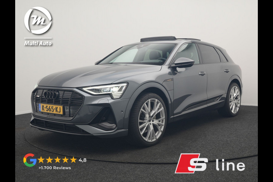 Audi e-tron 55 Quattro 2x S Line 95 kWh 408pk | Panodak | Luchtvering | Adaptive Cruise | 360 Camera | Matrix LED | Alcantara Sportstoelen Memory & Verwarmd | Apple Carplay | 22"L.M | Navigatie | DAB |