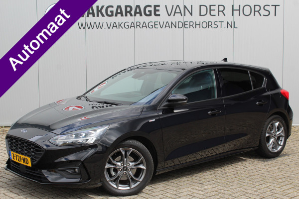 Ford Focus 1.0-125pk EcoBoost ST-Line AUTOMAAT ! Gun u het gemak, comfort en plezier van een automaat ! Autm. airco, stoel-, stuur- en voorraamverw., all season banden, camera, LED verlichting, navigatie, telefoonvoorb., trekhaak etc.