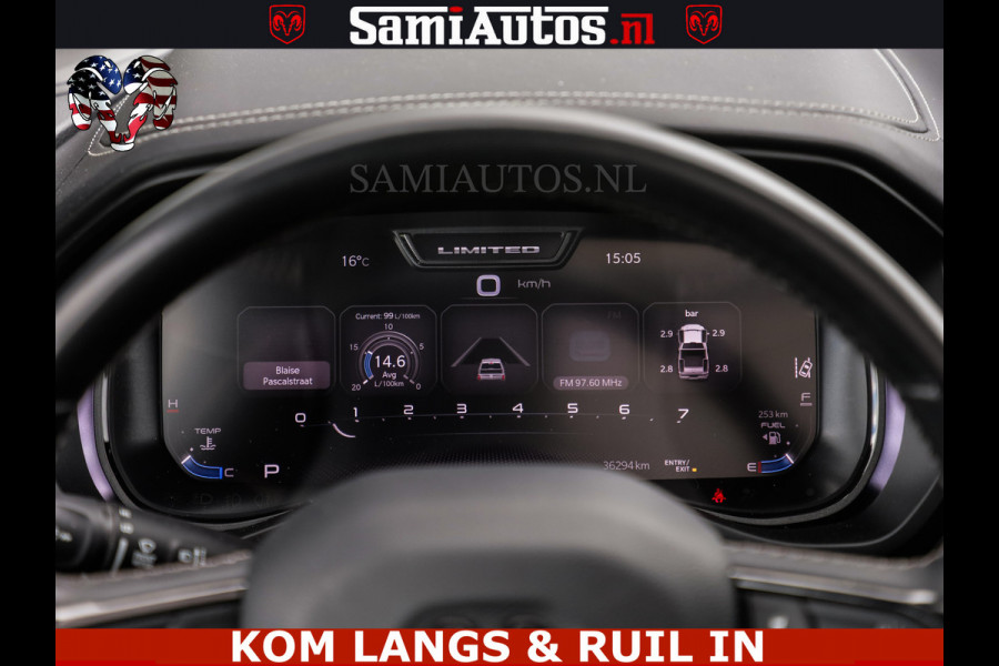 Dodge Ram LIMITED HULK | 5.7 V8 402PK " HEMI | HUD | LUCHTVERING | PANO | MWK KLEP | MEGA VOL | DC | 5 PERS | CREW CAB | DUBBELE CABINE | GRIJSKENETEKN | MEEST COMFORTABELE BEDRIJFSAUTO |