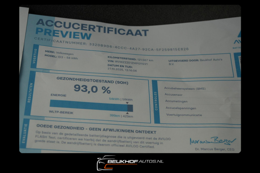 Volkswagen ID.3 First Plus 58 kWh Adapt Cruise Cam Soh 93%