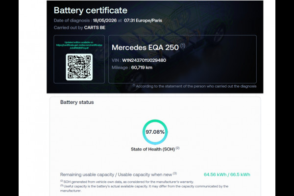 Mercedes-Benz EQA 250 69kWh SOH 97% Lederen Comfortstoel+Verwarmd Camera EASY PACK Elek.Achterklep Navi Ecc Pdc Bus.Solution Luxury Cruise Control High-Perf.-Led Pdc Cruise Control Lmv 18" Isofix DAB Bluetooth Actieve park-assist Dodehoek-assistent Dealeronderhouden 1e Eigenaar