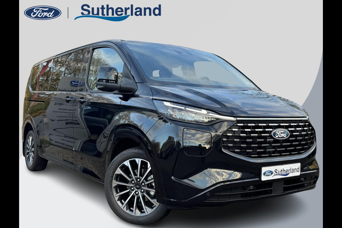Ford Tourneo Custom 340 2.5 PHEV L2H1 Titanium X 233pk | 16-weg elek. AGR-stoel | Handsfree elek. dubbele zijschuifdeuren | Panoramadak | 15 B&O speaker | Inklapbare trekhaak | Verwarmbaar stuurwiel | Verwarmbare en elek. verstelbare stoelen tweede zitrij | Draadloos opladen | Prijs ex. BTW incl. BPM |  Prijs Incl. BTW en BPM 70.400