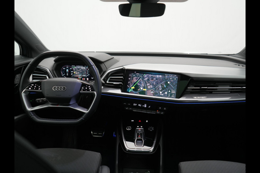 Audi Q4 e-tron 45 Quattro S Line 82 kWh 265pk Dealer O.H. | Trekhaak Af Fabriek | Panodak | Adaptive Cruise | Camera | Sportstoelen Memory & Verwarmd | Sfeerverlichting | Keyless | Navigatie | DAB |
