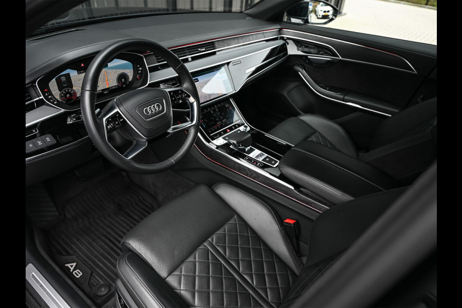 Audi A8 55 TFSI quattro Pro Line Plus | LUCHTVERING | STANDKACHEL | VIRTUAL COCKPIT | LUCHTVERING | ADAPTIVE CRUISE | STOELVERWARMING EN -VENTILATIE | MASSAGE | 360 CAMERA | PANORAMADAK | LED | STUURVERWARMING | HEAD-UP | AMBIANCE INTERIEUR | SOFT-CLOSE |