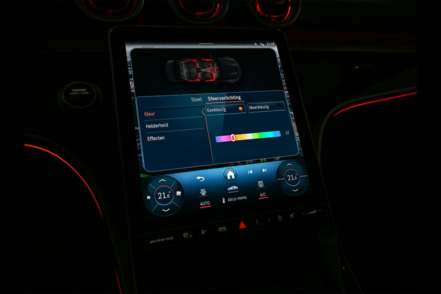 Mercedes-Benz C-Klasse AMG 63 S E Performance | Achterasbesturing | Panoramadak | 360 Camera | Burmester | Memory seats | Carbon inleg | Ambiance interieur |