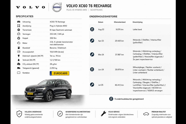 Volvo XC60 2.0 T6 Plug-in hybrid AWD Core Bright Panoramadak Airco ECC PDC VA+Camera Full LED Elektrische achterklep Cruise Control Winter Pack