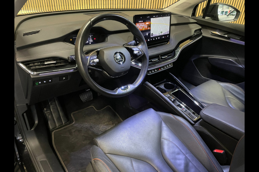 Škoda ENYAQ iV 80|92%SOH|GROTE ACCU|BLACK EDITION|TREKHAAK|ACC|LEDER|PANO|STOEL+STUURVERW|CARPLAY|CAMERA|NAVI|INCL.BTW|1e EIGENAAR