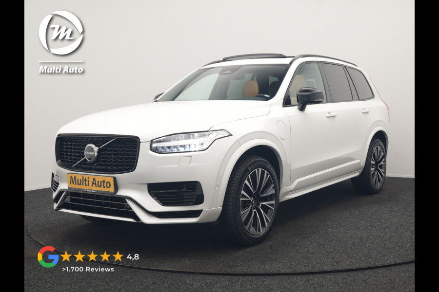 Volvo XC90 T8 Recharge AWD R-Design 7 Persoons LONG RANGE PHEV 455pk Dealer O.H. | Trekhaak Af Fabriek | Luchtvering | Panodak | Adaptive Cruise | 360 Camera | Harman / Kardon | Lederen Sportstoelen Memory & Ventilatie | Stuur Verwarmd | Keyless | Blis | 20"L.M | Plug In Hybrid |