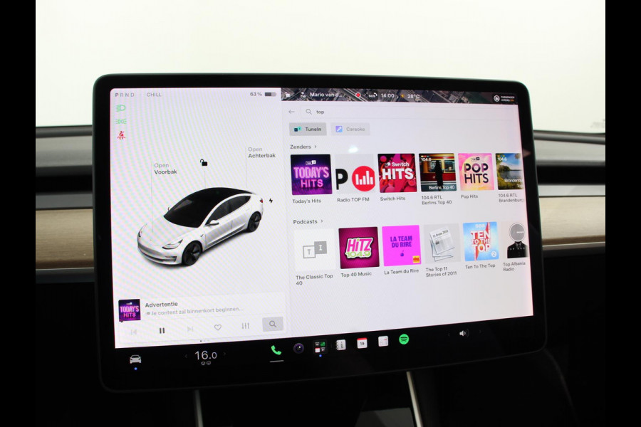 Tesla Model 3 Long Range AWD 75 kWh Navigatie Panorama dak 360 camera Parkeersensoren Stoelverwarming 19" lichtmetalen velgen Ledverlichting Leder Climate Control