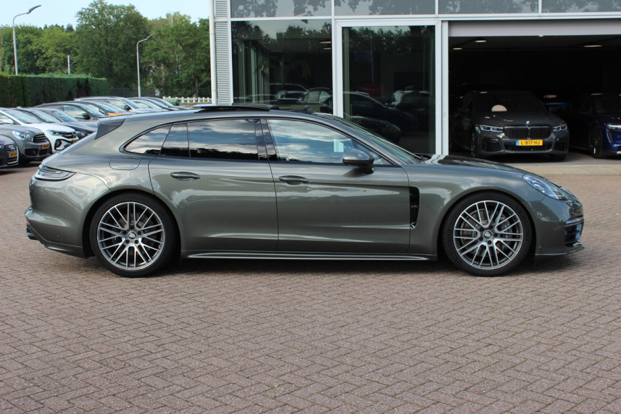 Porsche Panamera Sport Turismo 2.9 4 E-Hybrid / Panoramadak / 360Camera / Head-up / Softclose / Sportdesign+Chrono / 21'' / Sportuitlaat / Bose / Keyless / Stoelverwarming 4x / Stoelventilatie / Stuurverwarming / Dodehoek / DAB / ACC