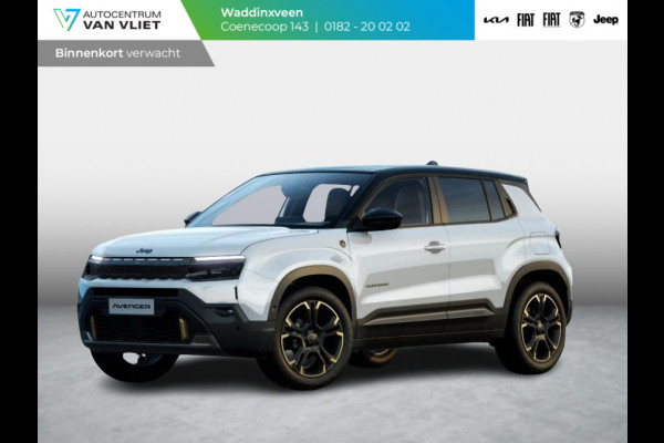 Jeep Avenger 85th Anniversary 54 kWh | Schuif\Kanteldak | Adapt. Cruise | Winter Pack | Convenience Pack | Elektr. A-Klep | Warmtepomp | Bicolore