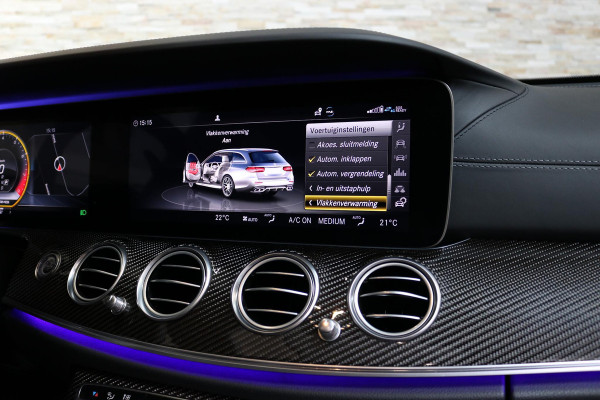 Mercedes-Benz E-Klasse Estate AMG 63 S 4MATIC+ | KERAMISCHE REMMEN | HUD | PANO | STOELVERW + VENTILATIE | AIR BODY CONTROL | SOFT CLOSE | CARBON | VOL OPTIES!