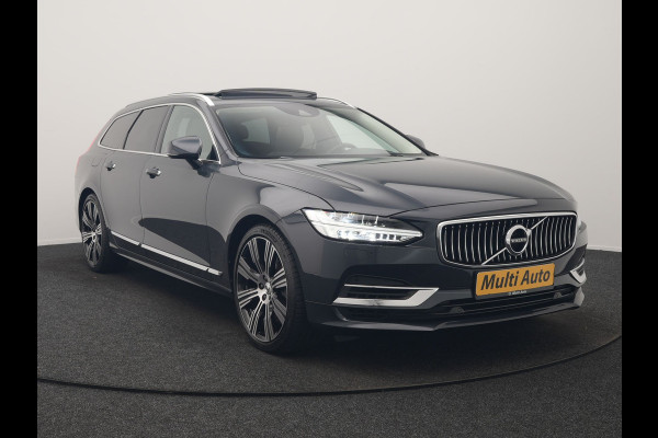 Volvo V90 T8 AWD Inscription PHEV 394pk Dealer O.H. | Trekhaak Af Fabriek | Panodak | Adaptive Cruise | Harman / Kardon | Head Up | Camera | Lederen Sportstoelen Massage & Ventilatie & Memory | Apple Carplay | Stuur Verwarmd | Blis | Plug In Hybrid |