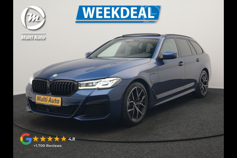 BMW 5 Serie Touring 530e M Sport PHEV 293pk Dealer O.H. | Panodak | Adaptive Cruise | 360 Camera | Harman / Kardon | Lederen Comfortzetels Memory & Verwarmd | Adaptive LED | Apple Carplay | Blis | Sfeerverlichting | Navigatie | DAB | Plug In Hybrid |