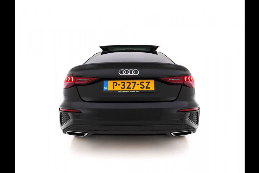 Audi A3 Limousine 30 TFSI S-Line Edition (INCL-BTW) Aut. *PANO | LEATHER-FABRIC | FULL-LED | AMBIENTLIGHT | SPORTSEATS | DIGI-COCKPIT | NAVI-FULLMAP | PRIVACYGLASS | SHIFTPADDLES | DAB+ | CRUISE | KEYLESS | PDC | 18"ALU*
