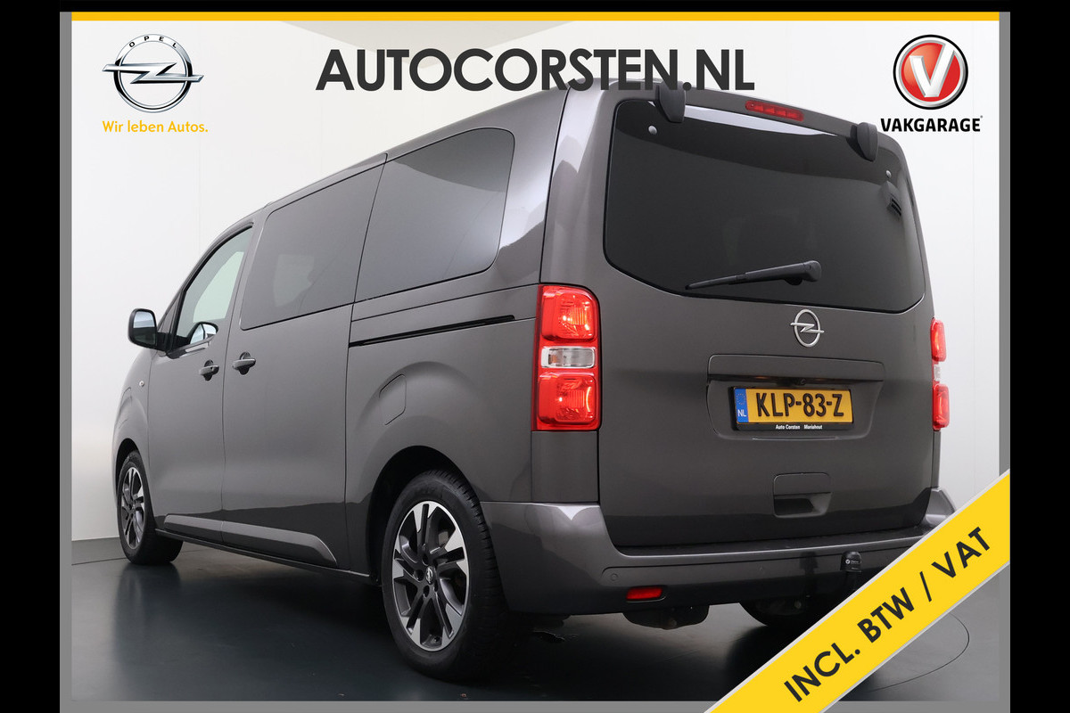 Opel Vivaro Combi Electric 8-Persoons L2 75kWh Leder Panoramadak 2X Elek.Schuifdeur Trekhaak 360°Camera Stoelverwarming Apple Carplay Android Auto Navi Ecc SOH 90% Cruise Control Regen-Lichtsensor Privacy Glas Lmv DAB Led 1.000KG Trekgewicht Garantie op Accu tot 19-12-2030/160.000km