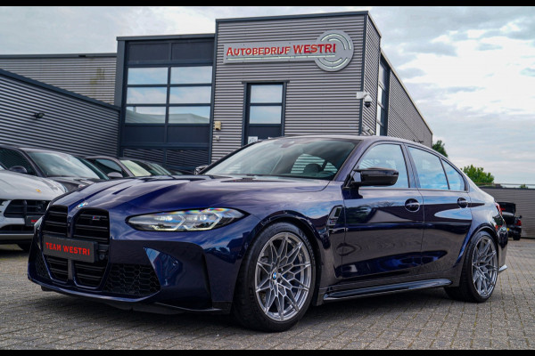 BMW 3 Serie M3 Competition | Tansanitblau II metallic | Two Tone Leder | Kuipstoelen | 360 cam | Carbon | Sport uitlaat | 1e Lak
