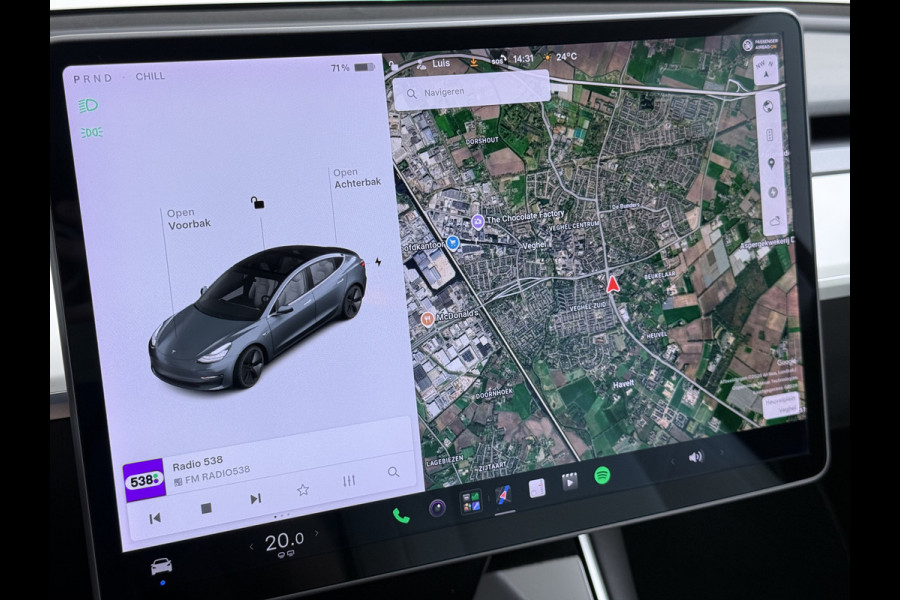 Tesla Model 3 Long Range AWD 75kWh 463PK Full Self Driving Ivoor Interieur All-Season banden Privacy Glas Premium Audio Panoramadak Navi Camer SOH 82% Lmv Leder Memory Elek.Stoelen Achterbank+Stoelverwarming Keyless Wifi Origineel Nederlandse Particuliere Auto Fabrieksgarantie op Accu en motor tot 25-3-2027/192.000KM
