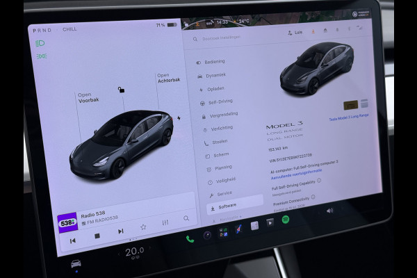 Tesla Model 3 Long Range AWD 75kWh 463PK Full Self Driving Ivoor Interieur All-Season banden Privacy Glas Premium Audio Panoramadak Navi Camer SOH 82% Lmv Leder Memory Elek.Stoelen Achterbank+Stoelverwarming Keyless Wifi Origineel Nederlandse Particuliere Auto Fabrieksgarantie op Accu en motor tot 25-3-2027/192.000KM
