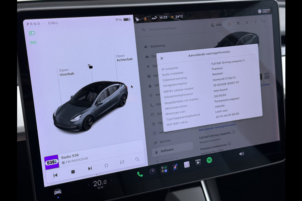 Tesla Model 3 Long Range AWD 75kWh 463PK Full Self Driving Ivoor Interieur All-Season banden Privacy Glas Premium Audio Panoramadak Navi Camer SOH 82% Lmv Leder Memory Elek.Stoelen Achterbank+Stoelverwarming Keyless Wifi Origineel Nederlandse Particuliere Auto Fabrieksgarantie op Accu en motor tot 25-3-2027/192.000KM